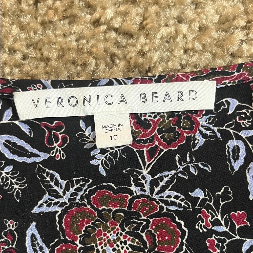 Veronica Beard Black and Red Floral Long Sleeve Dress - Picture 2 of 2